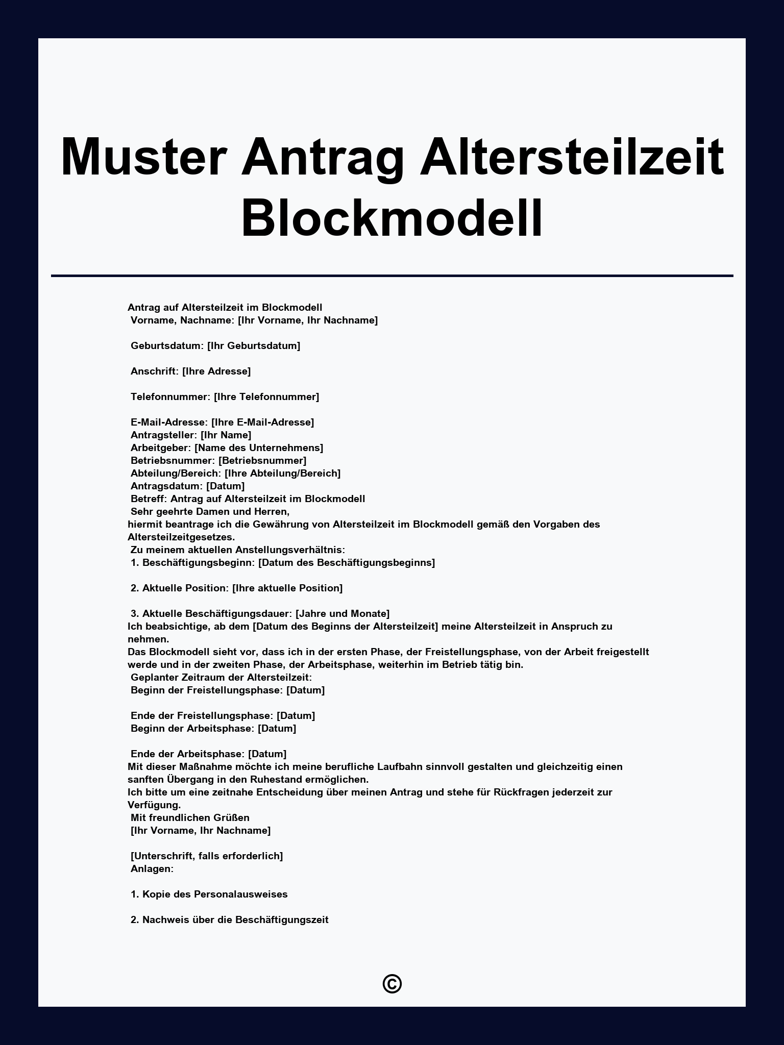 Muster Antrag Altersteilzeit Blockmodell