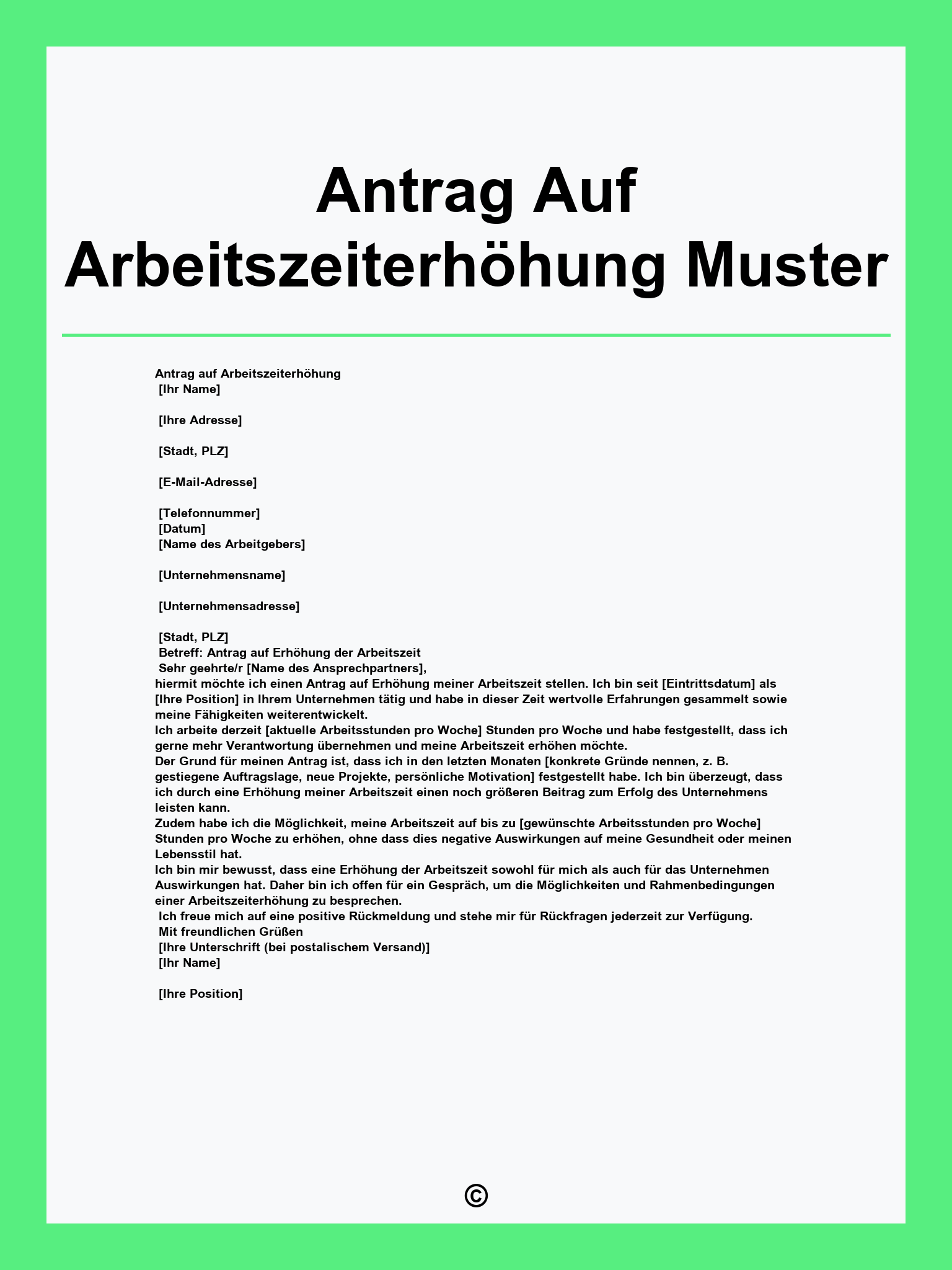 Antrag Auf Arbeitszeiterhöhung Muster