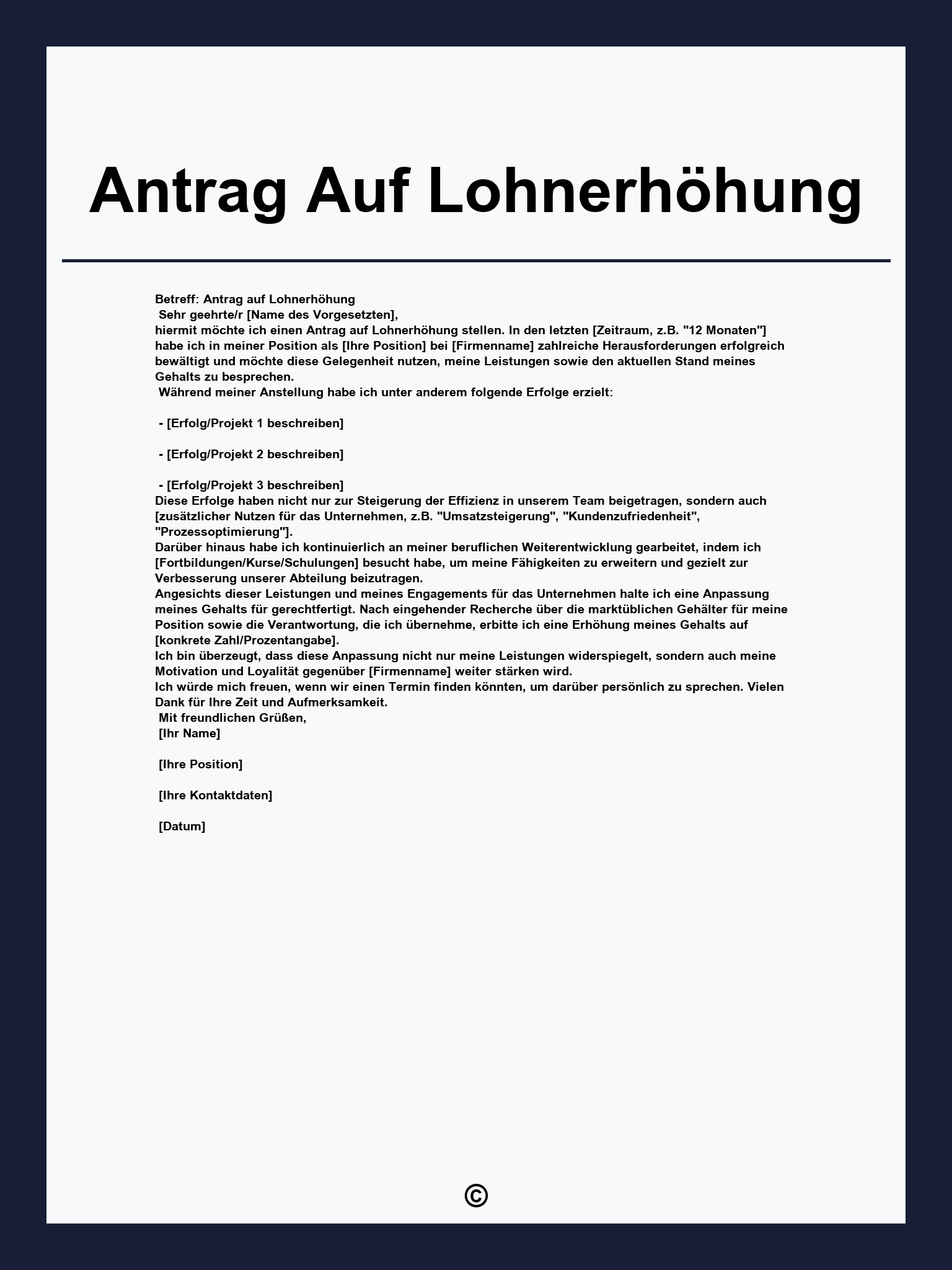Antrag Auf Lohnerhöhung