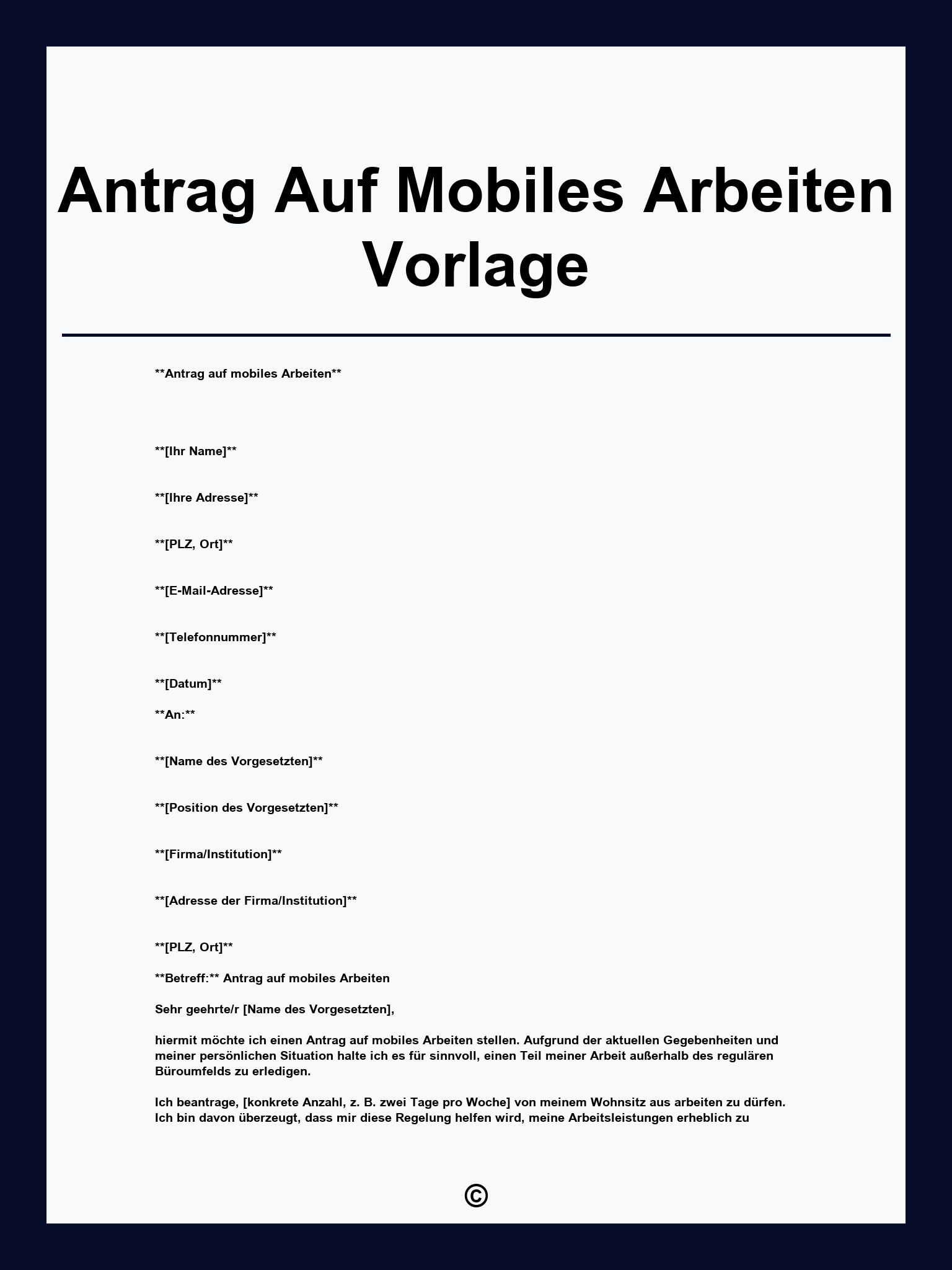 Antrag Auf Mobiles Arbeiten Vorlage