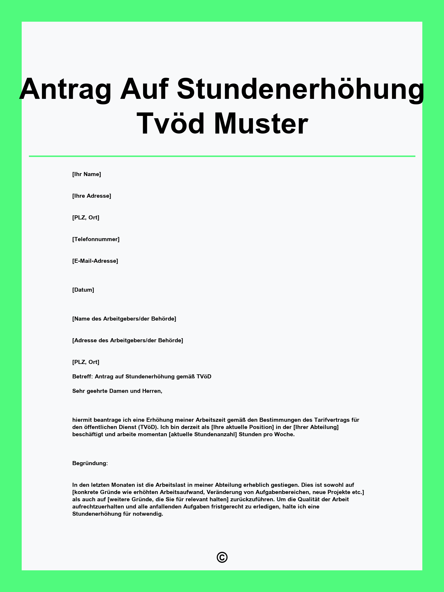 Antrag Auf Stundenerhöhung Tvöd Muster