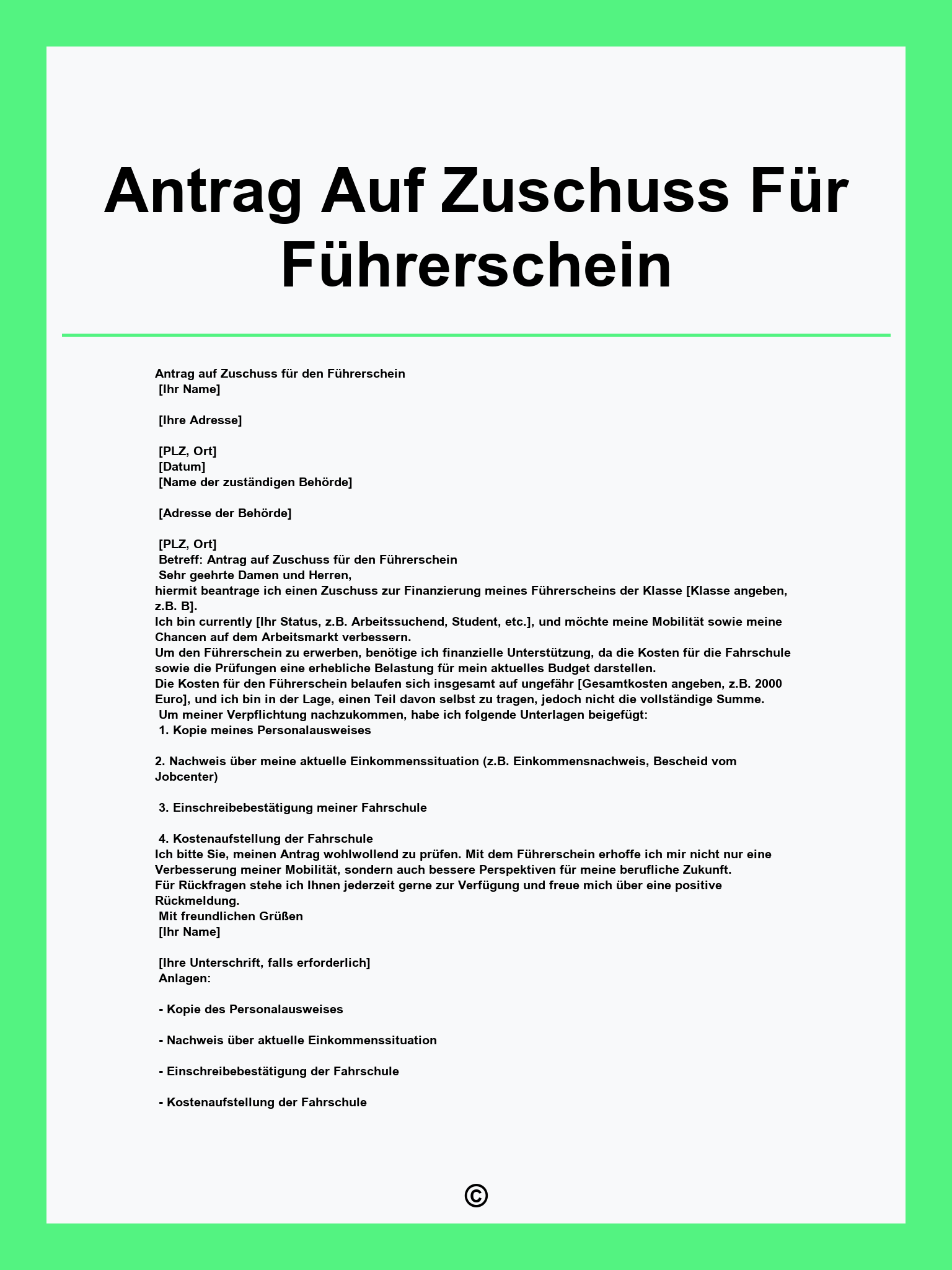 Antrag Auf Zuschuss Für Führerschein