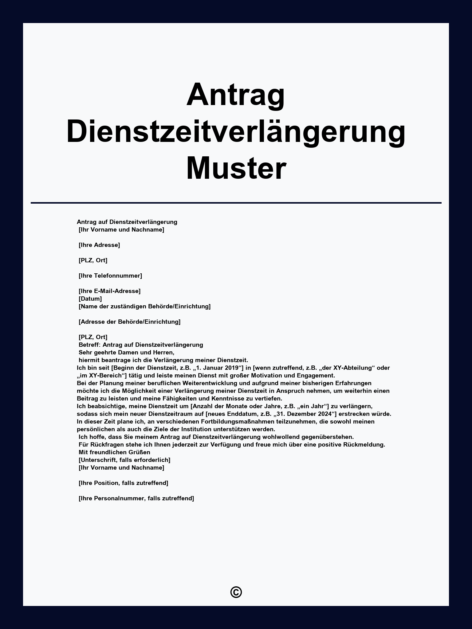 Antrag Dienstzeitverlängerung Muster