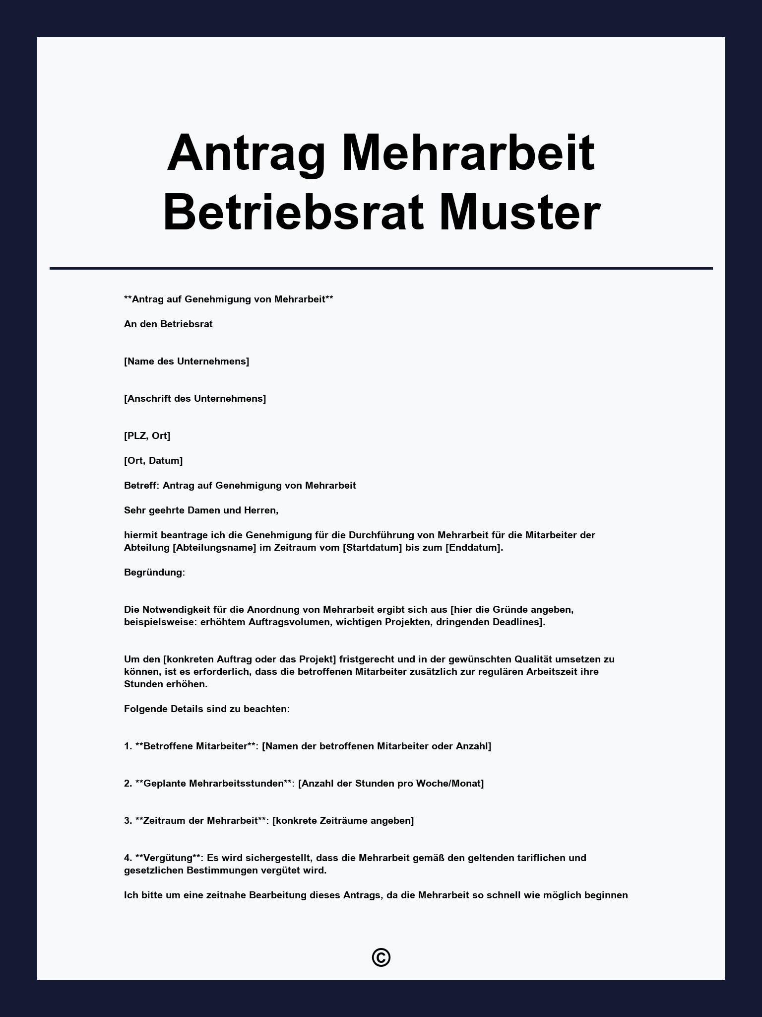 Antrag Mehrarbeit Betriebsrat Muster
