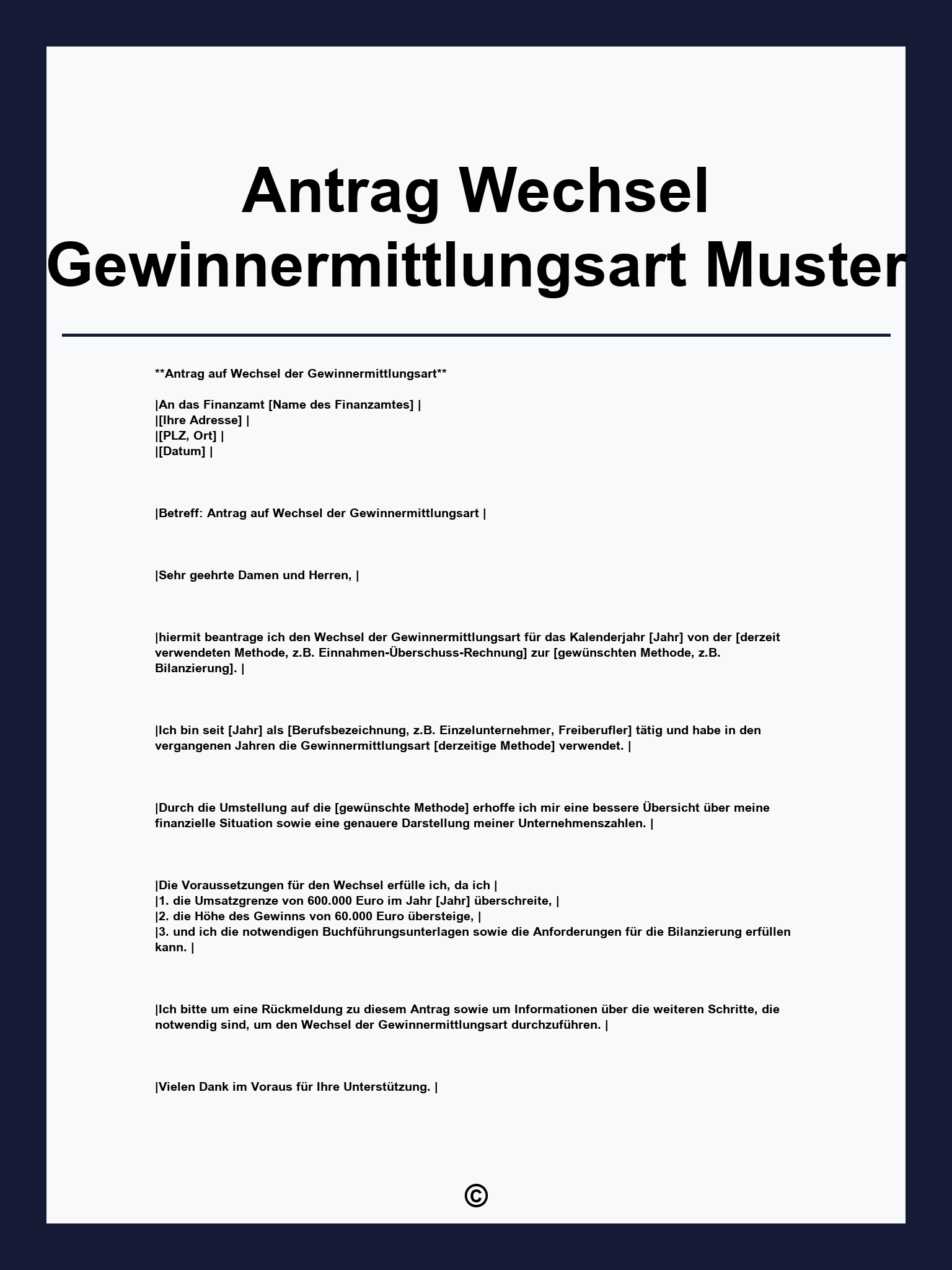 Antrag Wechsel Gewinnermittlungsart Muster