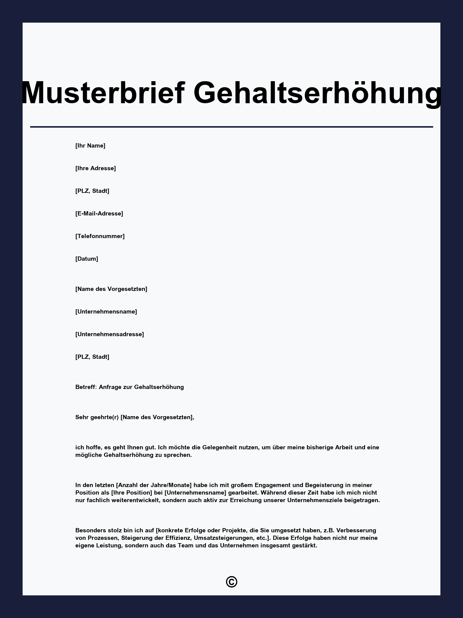 Musterbrief Gehaltserhöhung