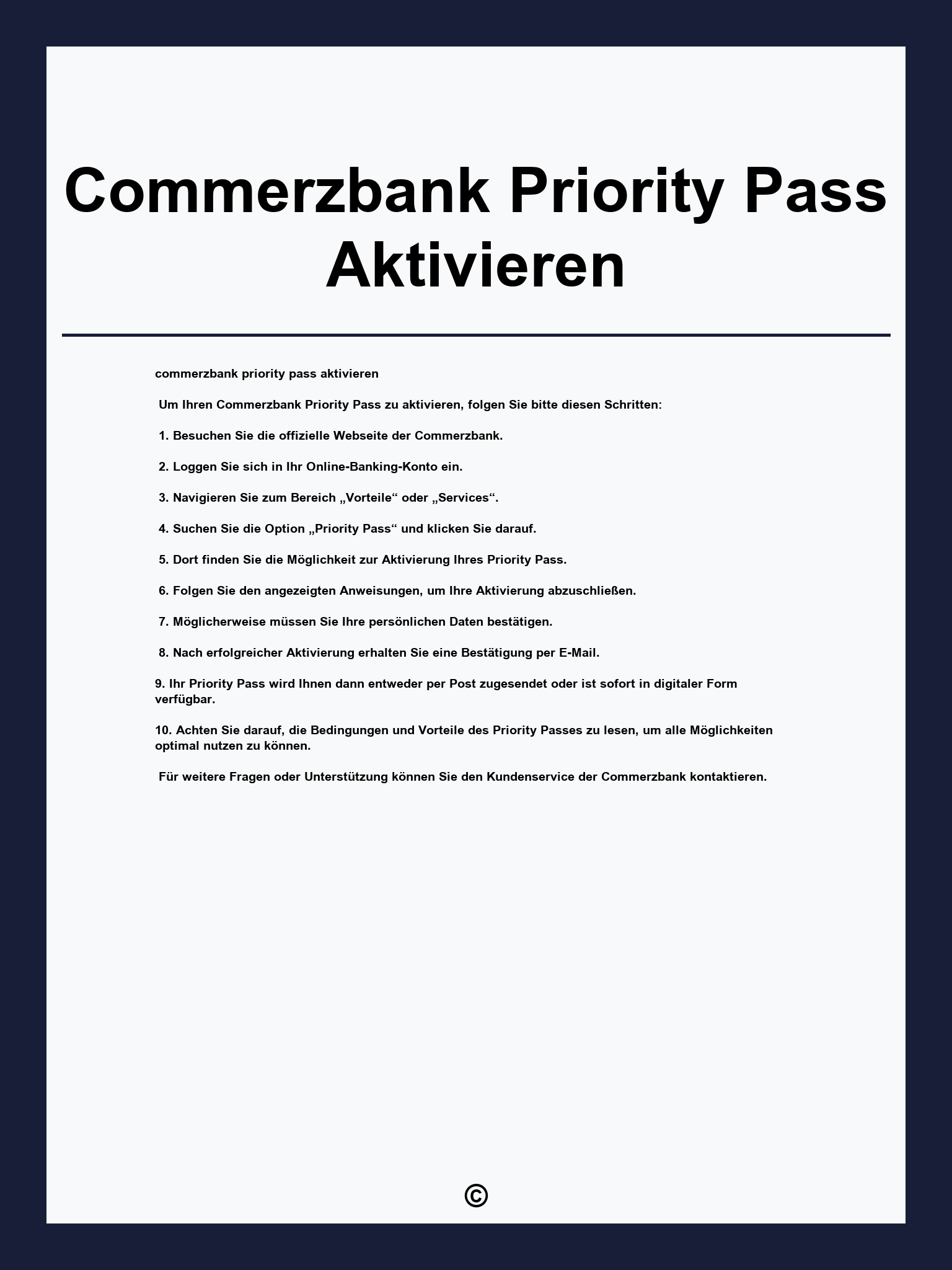 Commerzbank Priority Pass Aktivieren