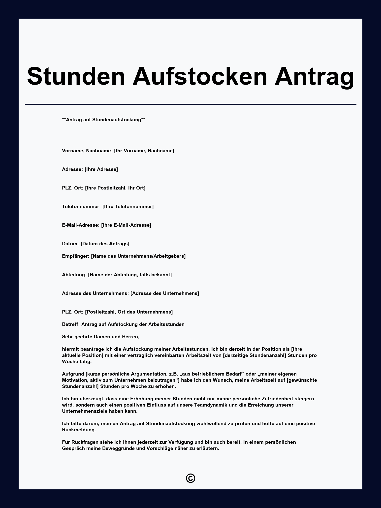 Stunden Aufstocken Antrag