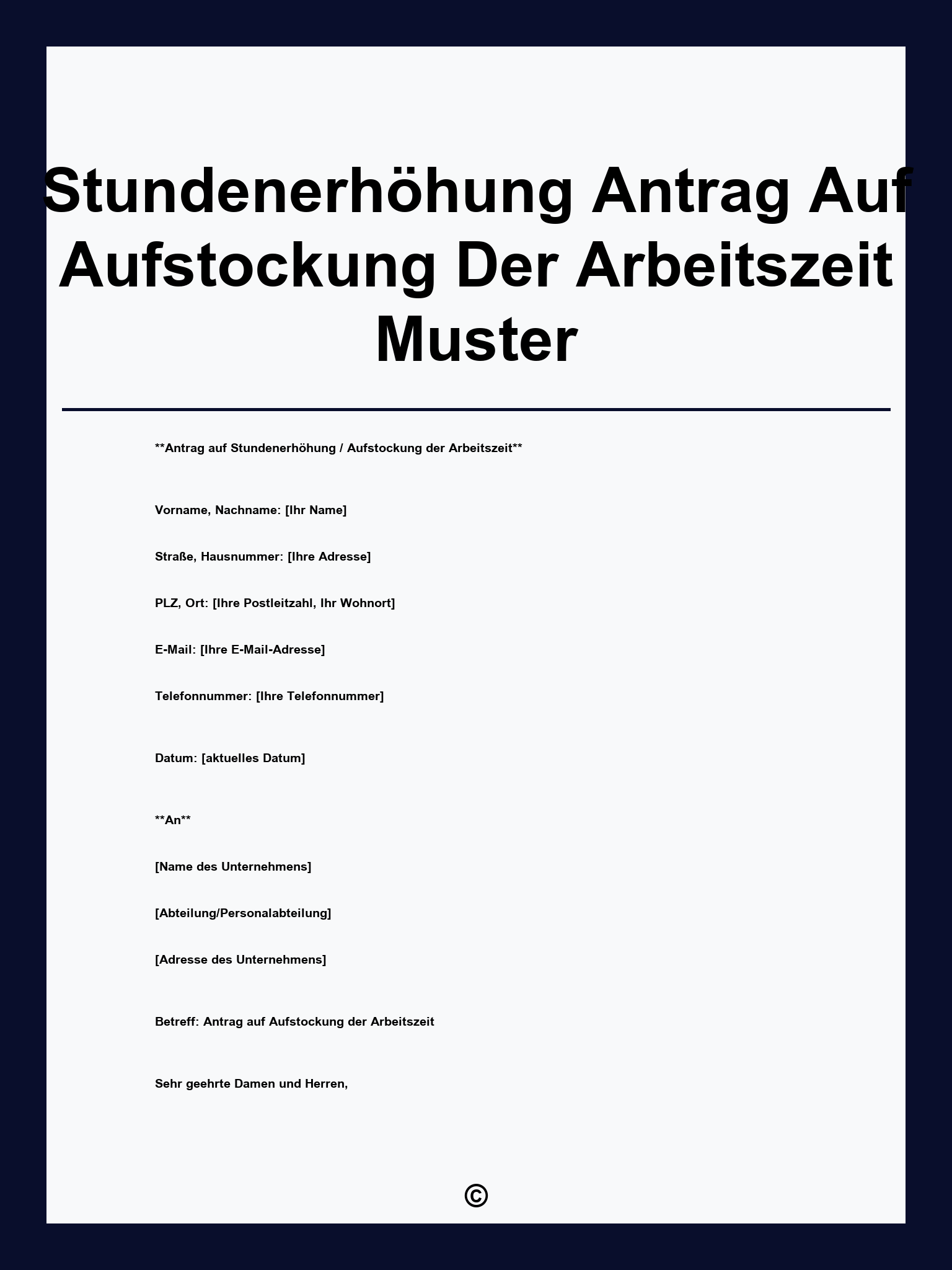 Stundenerhöhung Antrag Auf Aufstockung Der Arbeitszeit Muster